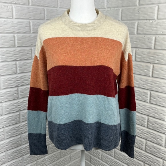 MADEWELL Crofton Oversized Striped Pullover Sweater in Coziest Yarn Size XXS - Picture 1 of 10